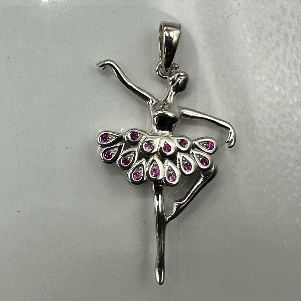 Sterling Silver Ballerina Ruby CZ Pendant 925 Sterling Silver BEAUTIFUL NEW! - Picture 14 of 14